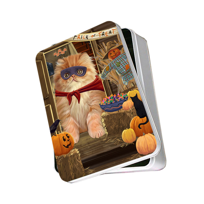 Enter at Own Risk Trick or Treat Halloween Persian Cat Photo Storage Tin PITN53210