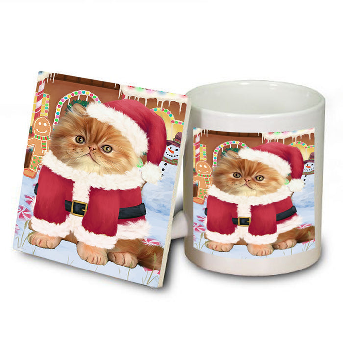 Christmas Gingerbread House Candyfest Persian Cat Mug and Coaster Set MUC56464