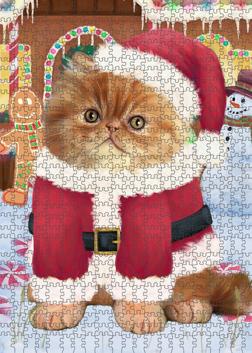 Christmas Gingerbread House Candyfest Persian Cat Puzzle with Photo Tin PUZL94088