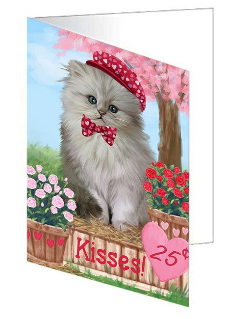 Rosie 25 Cent Kisses Persian Cat Handmade Artwork Assorted Pets Greeting Cards and Note Cards with Envelopes for All Occasions and Holiday Seasons GCD72470