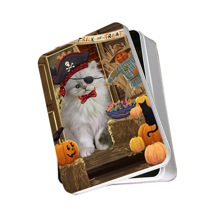 Enter at Own Risk Trick or Treat Halloween Persian Cat Photo Storage Tin PITN53211