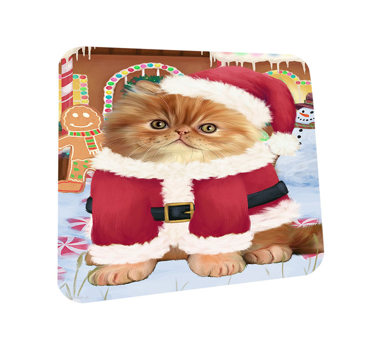 Christmas Gingerbread House Candyfest Persian Cat Coasters Set of 4 CST56430
