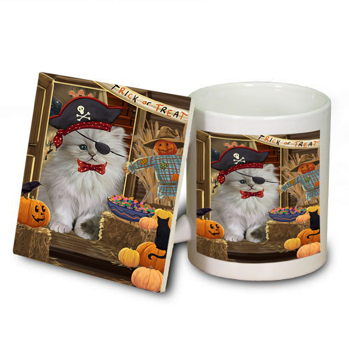 Enter at Own Risk Trick or Treat Halloween Persian Cat Mug and Coaster Set MUC53203