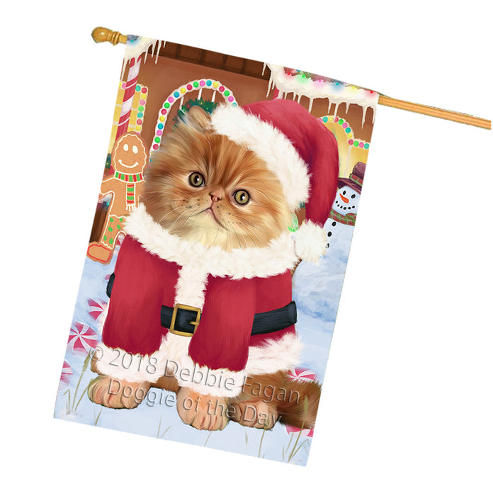 Christmas Gingerbread House Candyfest Persian Cat House Flag FLG57156