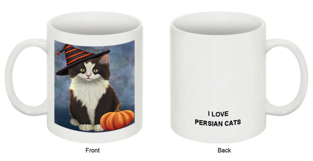 Happy Halloween Persian Cat Wearing Witch Hat with Pumpkin Coffee Mug MUG50367