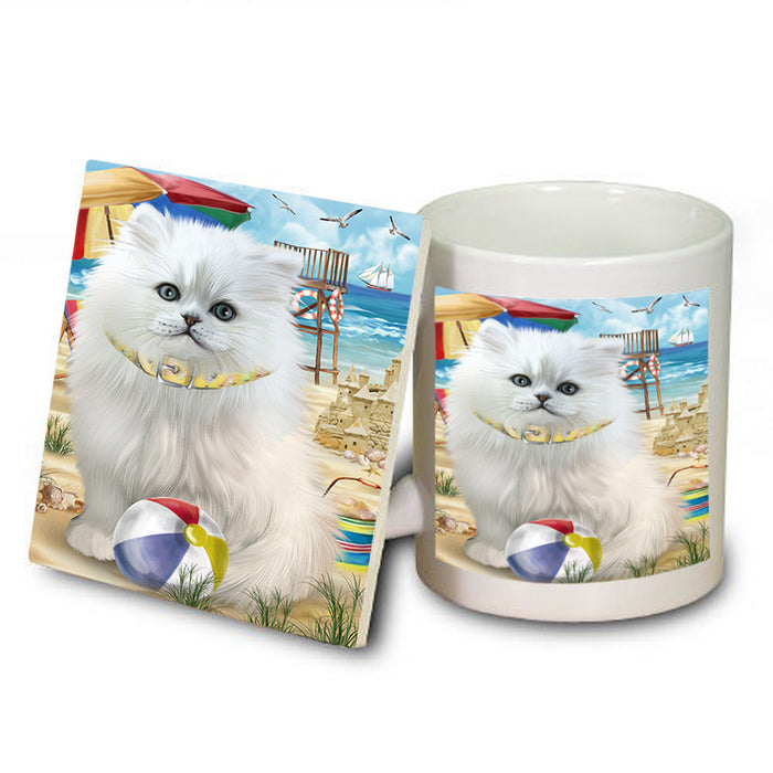 Pet Friendly Beach Persian Cat Mug and Coaster Set MUC54167