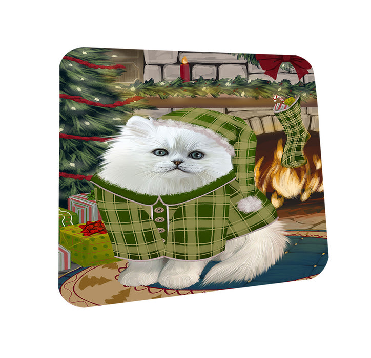 The Stocking was Hung Persian Cat Coasters Set of 4 CST55514