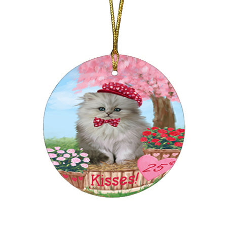Rosie 25 Cent Kisses Persian Cat Round Flat Christmas Ornament RFPOR56341