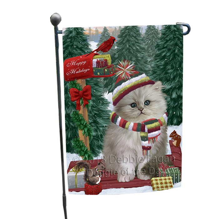 Merry Christmas Woodland Sled Persian Cat Garden Flag GFLG55280