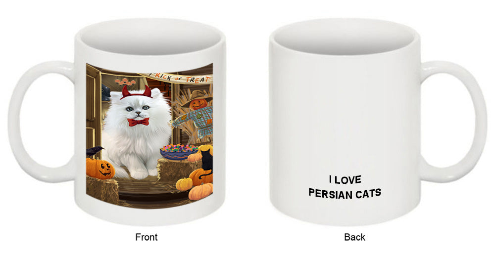 Enter at Own Risk Trick or Treat Halloween Persian Cat Coffee Mug MUG48610