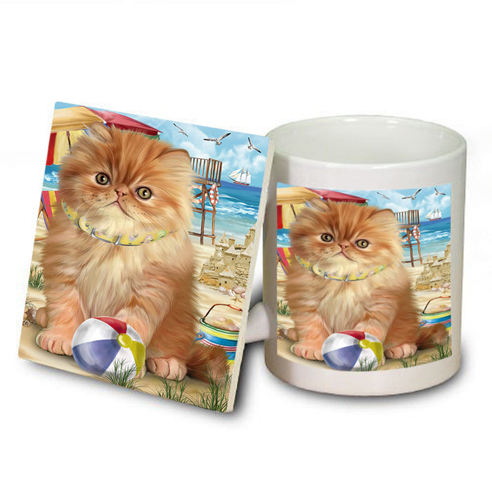 Pet Friendly Beach Persian Cat Mug and Coaster Set MUC54168