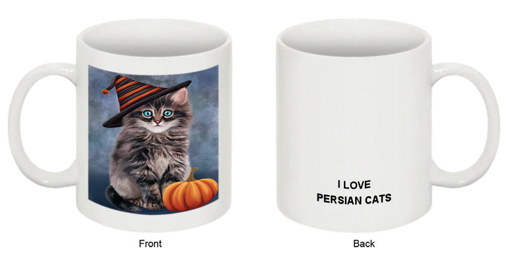 Happy Halloween Persian Cat Wearing Witch Hat with Pumpkin Coffee Mug MUG50368