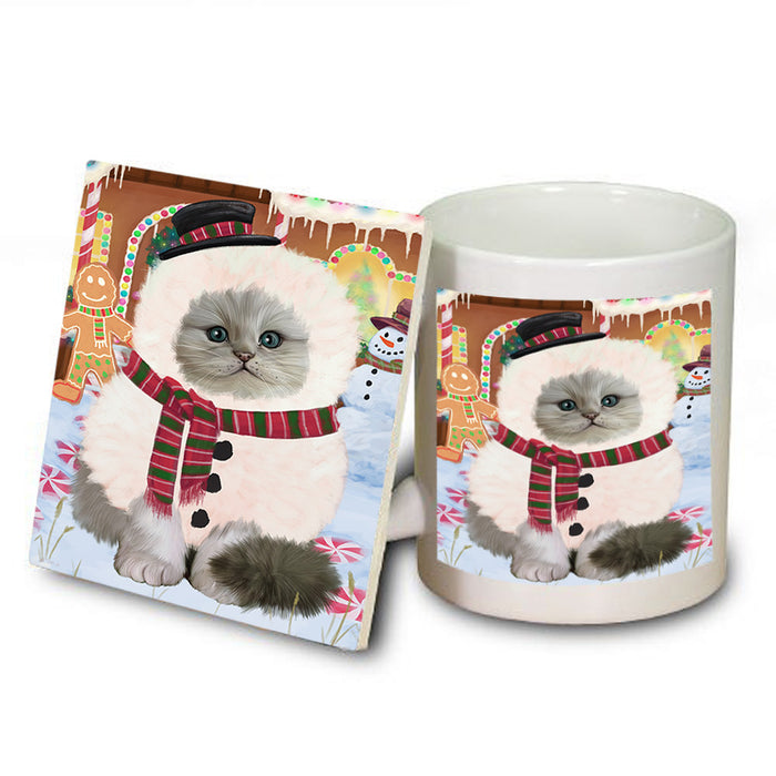 Christmas Gingerbread House Candyfest Persian Cat Mug and Coaster Set MUC56465
