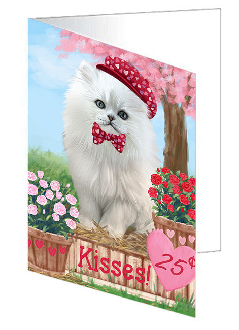 Rosie 25 Cent Kisses Persian Cat Handmade Artwork Assorted Pets Greeting Cards and Note Cards with Envelopes for All Occasions and Holiday Seasons GCD72473