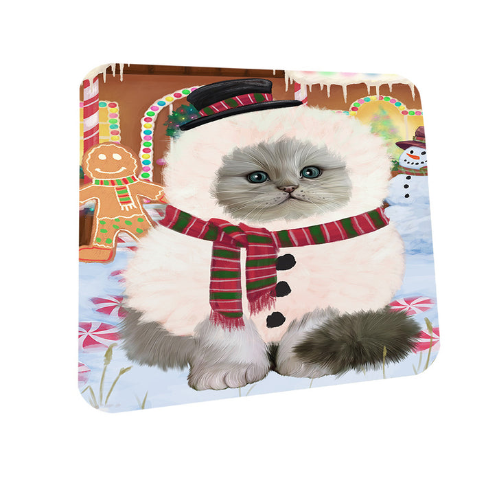 Christmas Gingerbread House Candyfest Persian Cat Coasters Set of 4 CST56431
