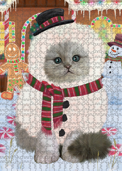 Christmas Gingerbread House Candyfest Persian Cat Puzzle with Photo Tin PUZL94092
