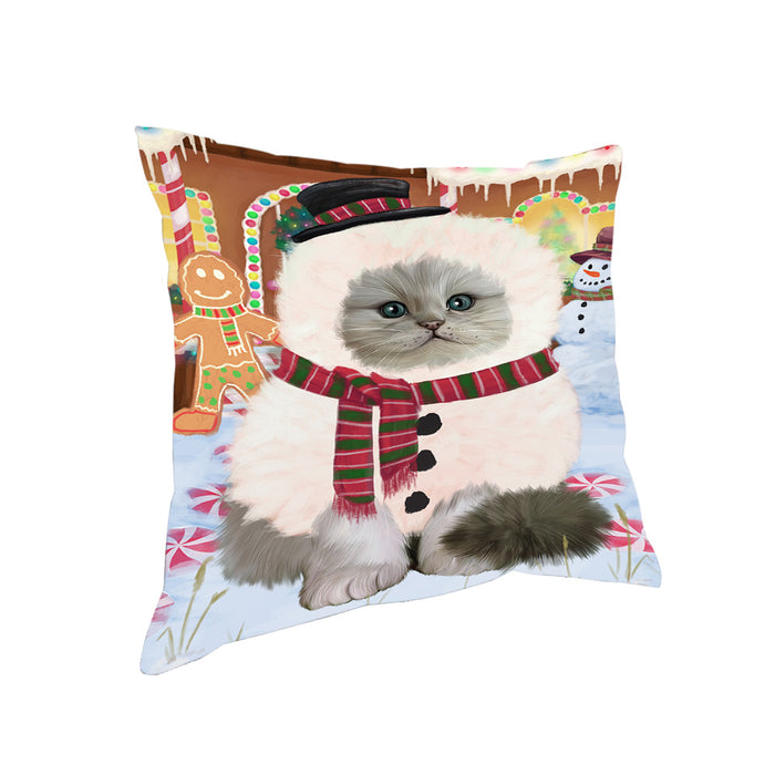 Christmas Gingerbread House Candyfest Persian Cat Pillow PIL80184