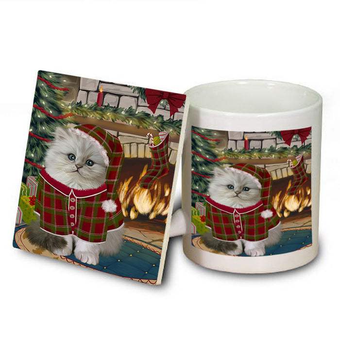 The Stocking was Hung Persian Cat Mug and Coaster Set MUC55549