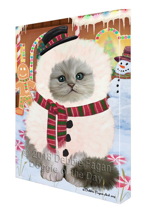 Christmas Gingerbread House Candyfest Persian Cat Canvas Print Wall Art Décor CVS130481