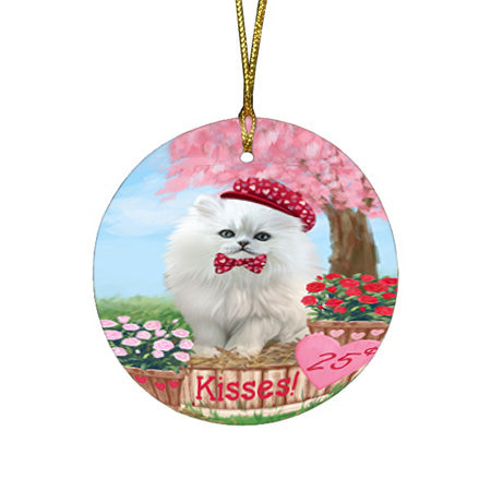 Rosie 25 Cent Kisses Persian Cat Round Flat Christmas Ornament RFPOR56342