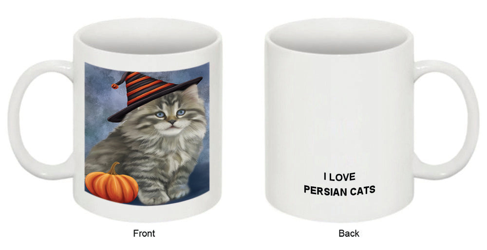 Happy Halloween Persian Cat Wearing Witch Hat with Pumpkin Coffee Mug MUG50369