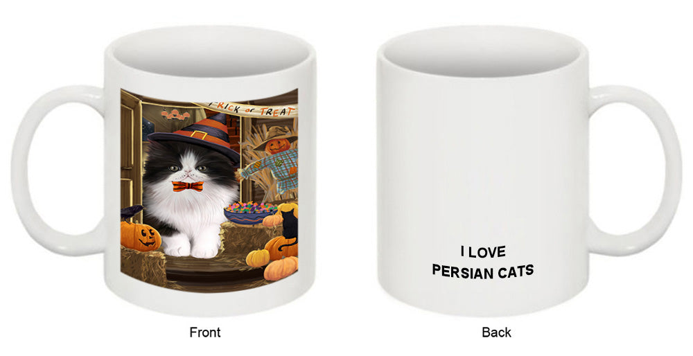 Enter at Own Risk Trick or Treat Halloween Persian Cat Coffee Mug MUG48611