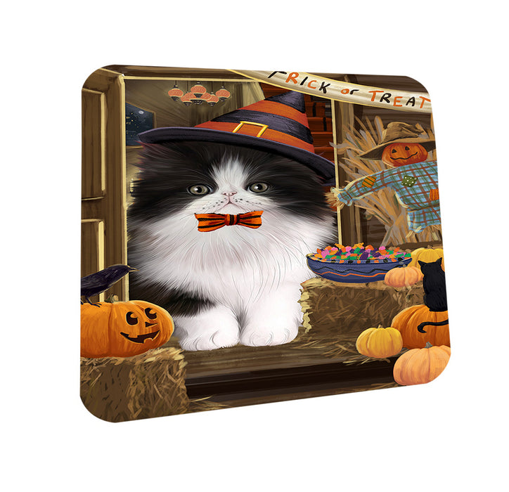 Enter at Own Risk Trick or Treat Halloween Persian Cat Coasters Set of 4 CST53171