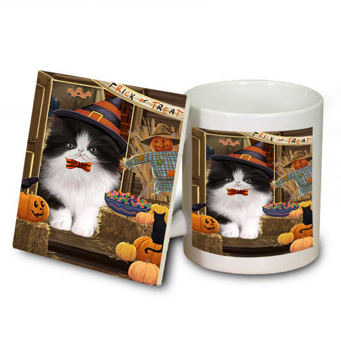 Enter at Own Risk Trick or Treat Halloween Persian Cat Mug and Coaster Set MUC53205