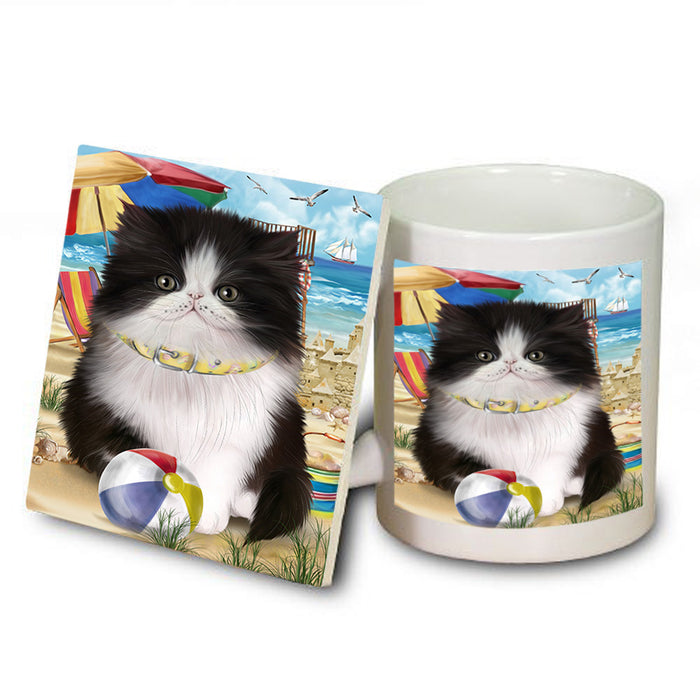 Pet Friendly Beach Persian Cat Mug and Coaster Set MUC54169