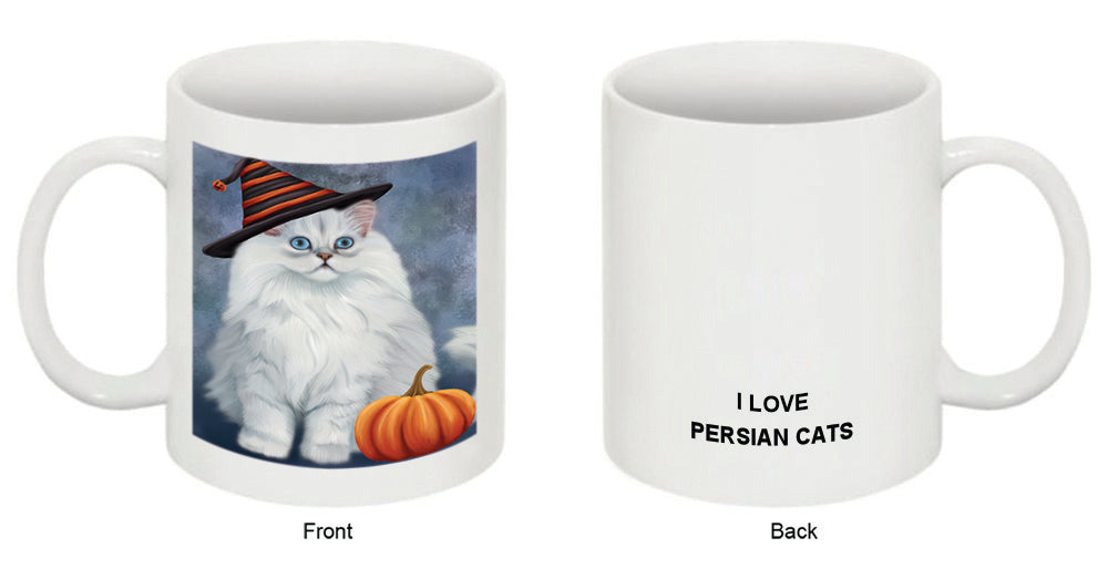 Happy Halloween Persian Cat Wearing Witch Hat with Pumpkin Coffee Mug MUG50370