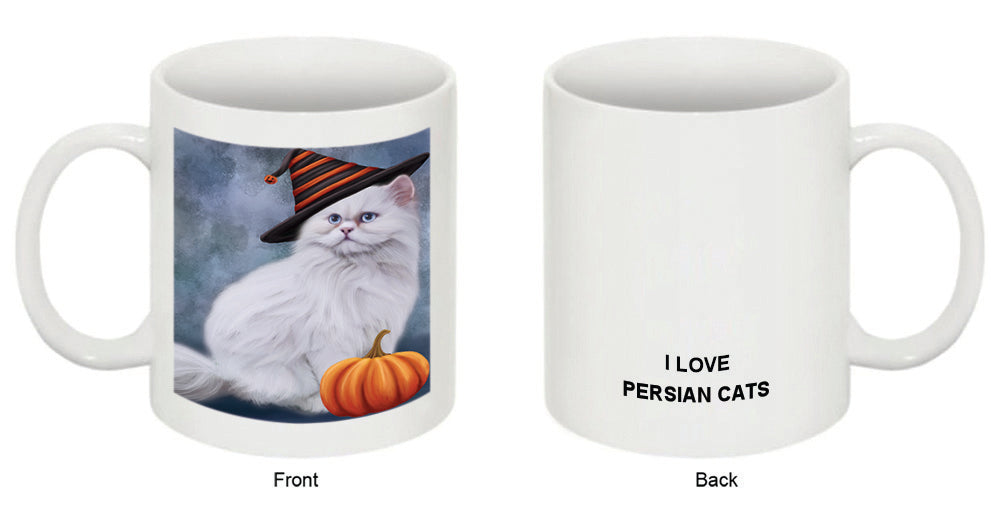 Happy Halloween Persian Cat Wearing Witch Hat with Pumpkin Coffee Mug MUG50371