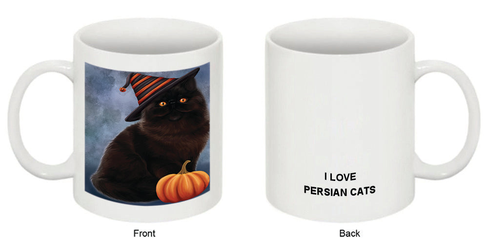 Happy Halloween Persian Cat Wearing Witch Hat with Pumpkin Coffee Mug MUG50372