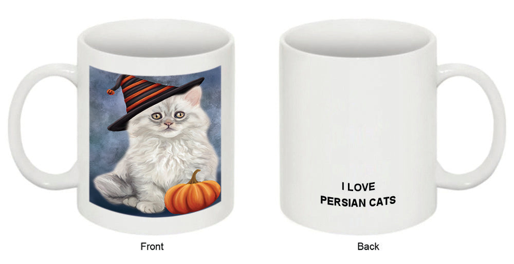 Happy Halloween Persian Cat Wearing Witch Hat with Pumpkin Coffee Mug MUG50373