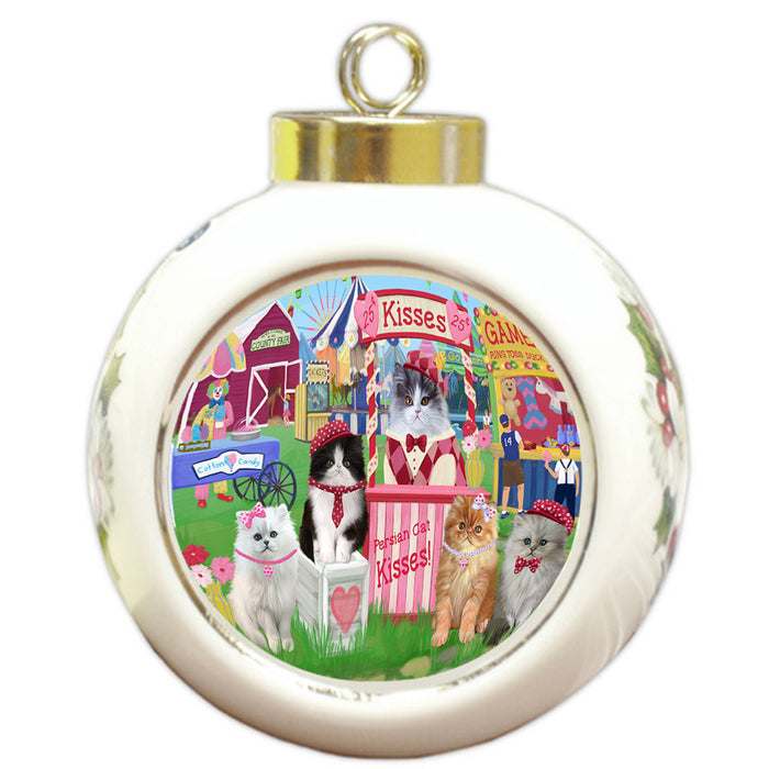 Carnival Kissing Booth Persian Cats Round Ball Christmas Ornament RBPOR56268