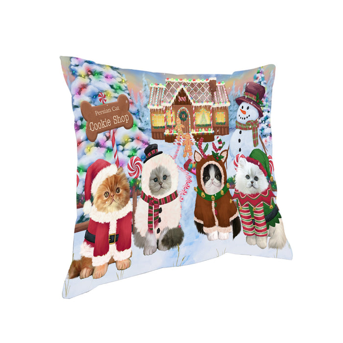 Holiday Gingerbread Cookie Shop Persian Cats Pillow PIL80324