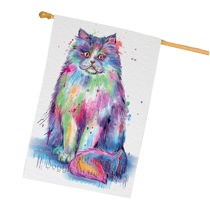 Watercolor Persian Cat House Flag FLG65230