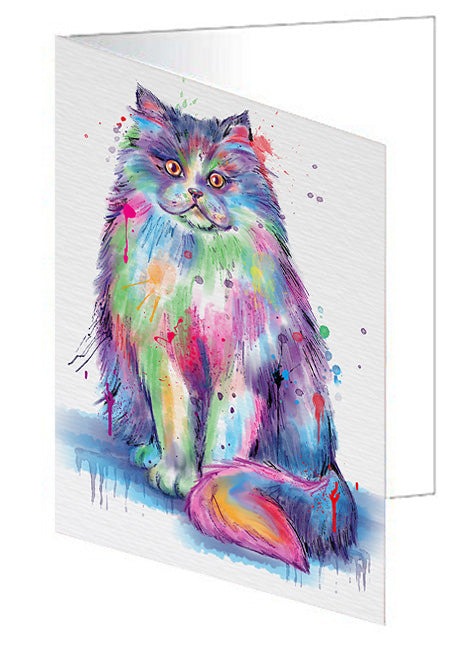 Watercolor Persian Cat Handmade Artwork Assorted Pets Greeting Cards and Note Cards with Envelopes for All Occasions and Holiday Seasons GCD77084