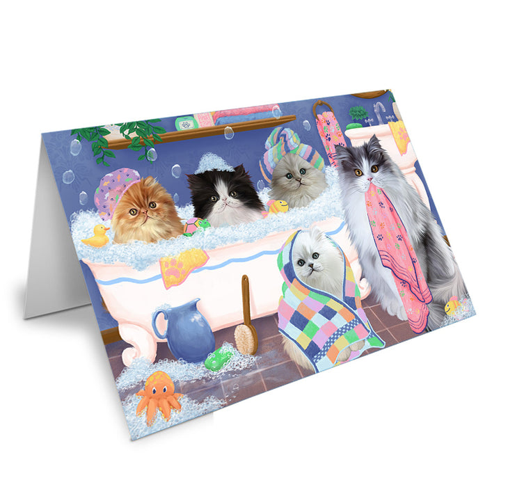 Rub A Dub Dogs In A Tub Persian Cats Handmade Artwork Assorted Pets Greeting Cards and Note Cards with Envelopes for All Occasions and Holiday Seasons GCD74936