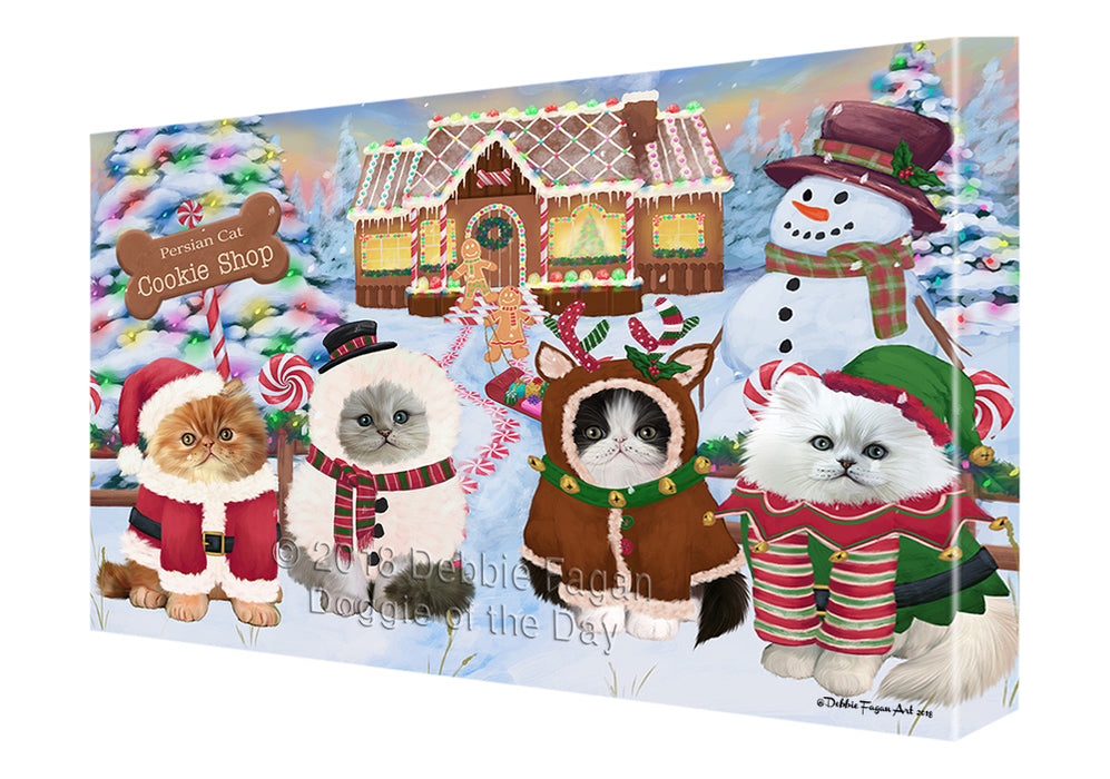 Holiday Gingerbread Cookie Shop Persian Cats Canvas Print Wall Art Décor CVS130796
