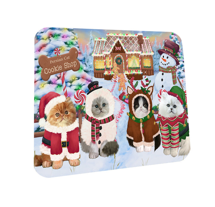 Holiday Gingerbread Cookie Shop Persian Cats Coasters Set of 4 CST56466