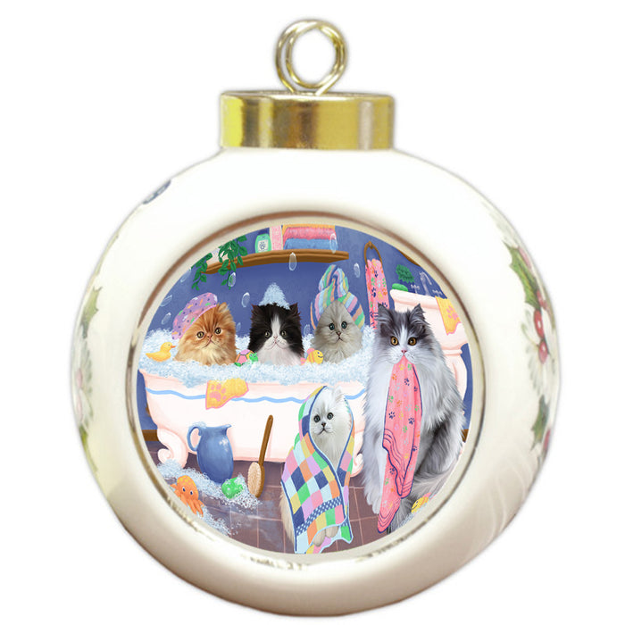 Rub A Dub Dogs In A Tub Persian Cats Round Ball Christmas Ornament RBPOR57163