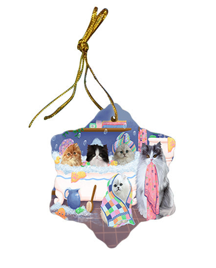 Rub A Dub Dogs In A Tub Persian Cats Star Porcelain Ornament SPOR57163