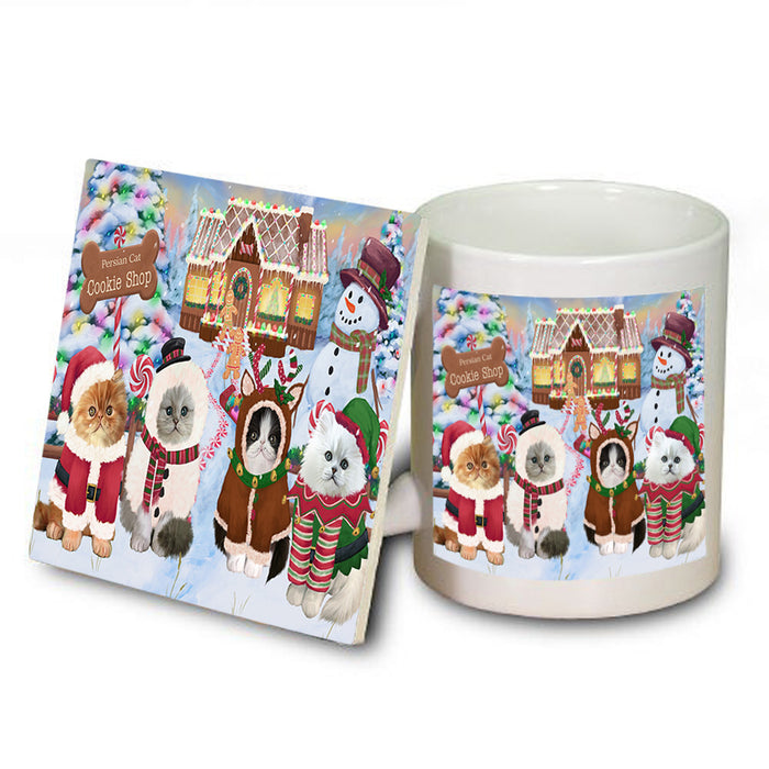 Holiday Gingerbread Cookie Shop Persian Cats Mug and Coaster Set MUC56500