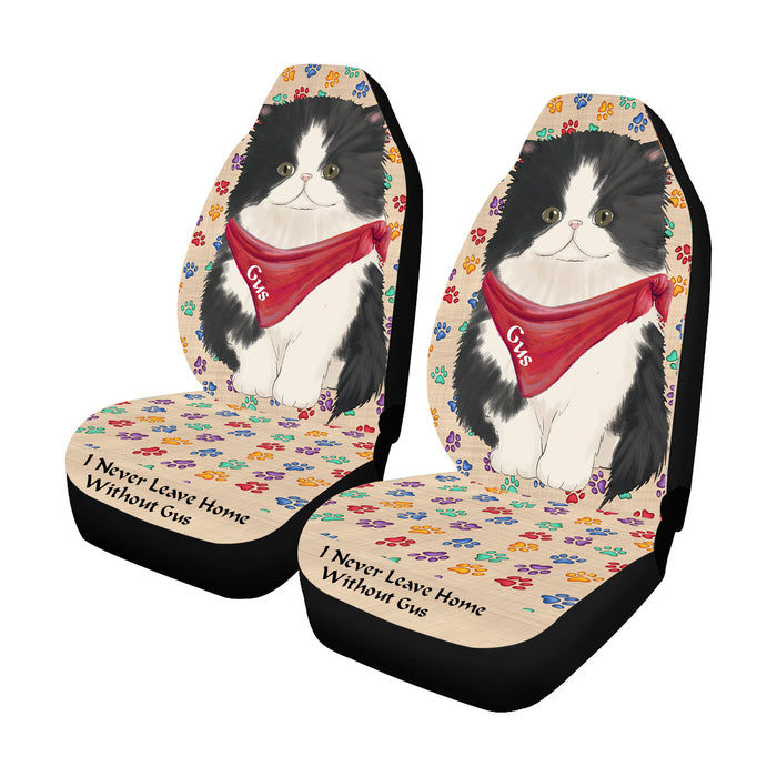 Personalized I Never Leave Home Paw Print Persian Cats Pet Front Car Seat Cover (Set of 2)