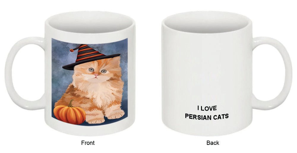 Happy Halloween Persian Cat Wearing Witch Hat with Pumpkin Coffee Mug MUG50188