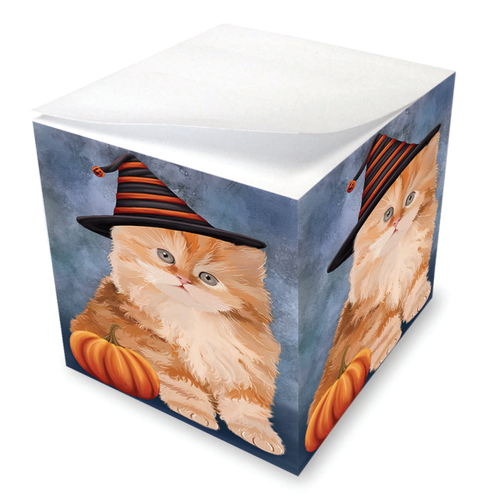 Happy Halloween Persian Cat Wearing Witch Hat with Pumpkin Note Cube NOC56436