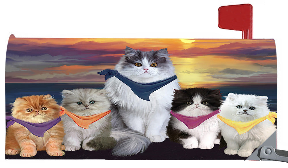 Family Sunset Portrait Persian Cats Magnetic Mailbox Cover MBC48490