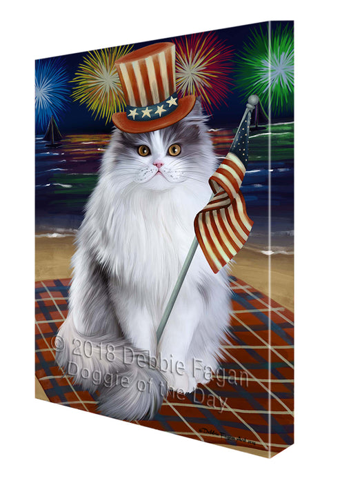 4th of July Independence Day Firework Persian Cat Canvas Wall Art CVS56190