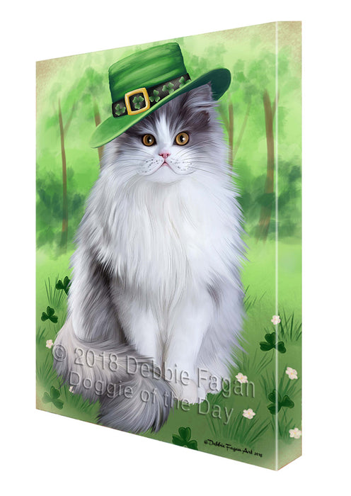 St. Patricks Day Irish Portrait Persian Cat Canvas Wall Art CVS58908