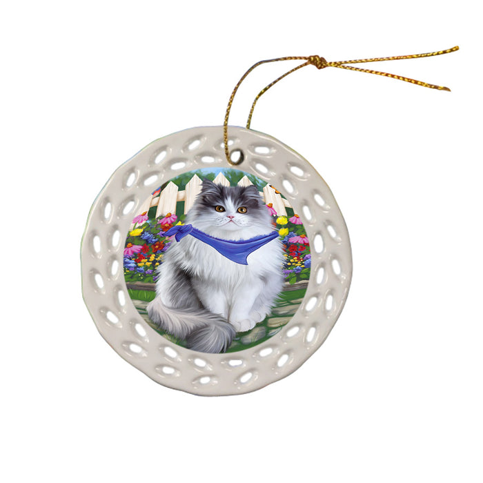 Spring Floral Persian Cat Ceramic Doily Ornament DPOR49926